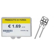 SEGNAPREZZO PORTA ETICHETTE TRASPARENTE MINITASCA IN PP CON AGHI DOPPIA PUNTAD: 9,8 x 6,8 H cm