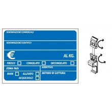 SEGNAPREZZO PVC PESCE BLU CON PATENTE CANCELLABILE 25 PZ CON MOLLETTE ASTA 5 CM CLIP