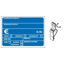 SEGNAPREZZO PVC PESCE BLU CON PATENTE CANCELLABILE 25 PZ CON TEN-CLIP