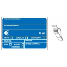 SEGNAPREZZO PVC PESCE BLU CON PATENTE CANCELLABILE 25 PZ CON TENAGLIA