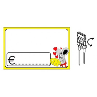 SEGNAPREZZO PVC RETTANGOLARE FORMAGGIO CANCELLABILE 25 PZ CON AGO PVC CLIP