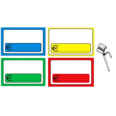 SEGNAPREZZO PVC RETTANGOLARE GENERICO CANCELLABILE 25 PZ CON AGO IN PVC DOPPIA PUNTA STANDARD