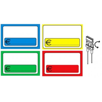SEGNAPREZZO PVC RETTANGOLARE GENERICO CANCELLABILE 25 PZ CON AGO INOX CLIP
