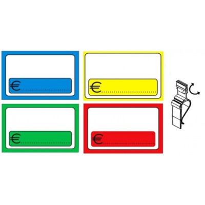 SEGNAPREZZO PVC RETTANGOLARE GENERICO CANCELLABILE 25 PZ CON TEN-CLIP