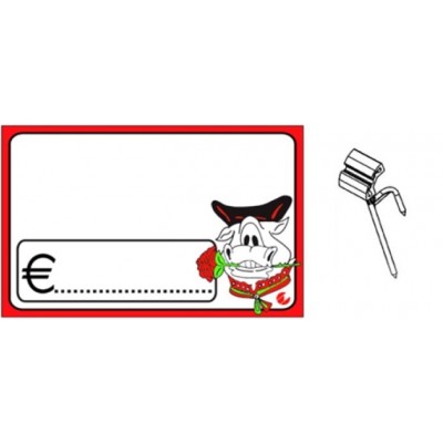 SEGNAPREZZO PVC RETTANGOLARE MACELLERIA CANCELLABILE 25 PZ CON AGO IN PVC DOPPIA PUNTA STANDARD