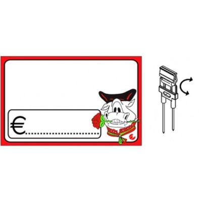 SEGNAPREZZO PVC RETTANGOLARE MACELLERIA CANCELLABILE 25 PZ CON AGO PVC CLIP