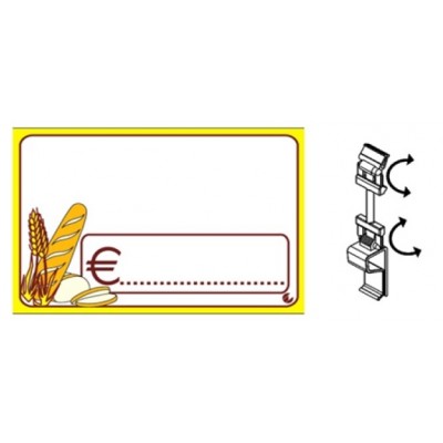 SEGNAPREZZO PVC RETTANGOLARE PANE CANCELLABILE 25 PZ CON MOLLETTE ASTA 5 CM CLIP