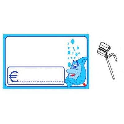 SEGNAPREZZO PVC RETTANGOLARE PESCE CANCELLABILE 25 PZ CON AGO IN PVC DOPPIA PUNTA STANDARD