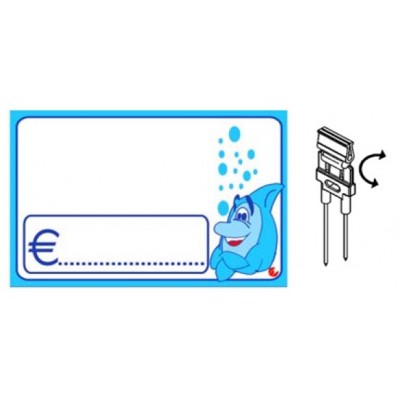 SEGNAPREZZO PVC RETTANGOLARE PESCE CANCELLABILE 25 PZ CON AGO INOX CLIP