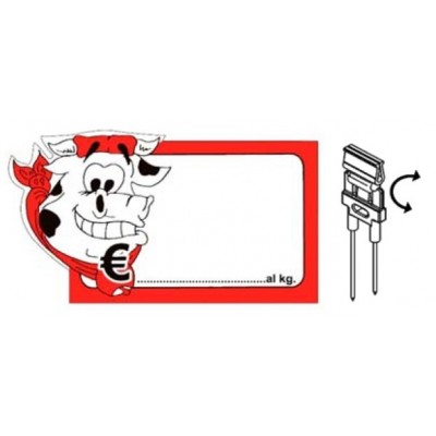 SEGNAPREZZO PVC SAGOMATO MACELLERIA CANCELLABILE 25 PZ CON AGO PVC CLIP