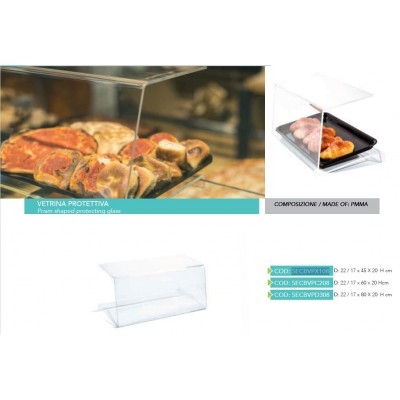 VETRINA PROTETTIVA DI FORMA PRISMATICA 17/22 X45 H20 CM IN PERSPEX SP. 5 MM
