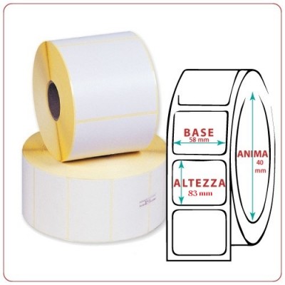 ROTOLO ETICHETTE MM.58X83 TERMICHE ADESIVE ET.500