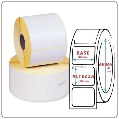 ROTOLO ETICHETTE MM.80X80 TERMICHE ADESIVE ET.500