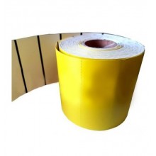 Cartoncino termico fondo giallo da 180 gr. mis. mm. 60X38 foro 40 retrostampato con tacca nera pz 1000