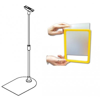 PIANTANA TELESCOPICA 30+30 CM CON CORNICE A4 PORTA PREZZO MESSAGGI PROMOZIONE