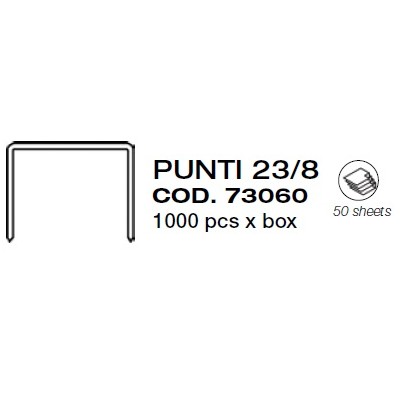 PUNTI CUCITRICE SPILLATRICE ALTI SPESSORI 23/8 SC. 1000 PZ.