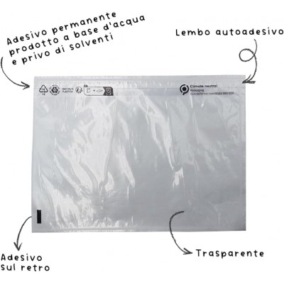 Buste a tasca C5 autoadesive x spedizioni imballaggio int.220x160mm est.240x180 cod. 0658