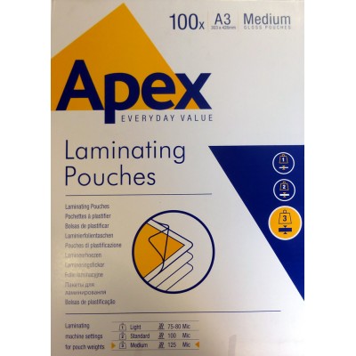 POUCHES LUCIDI FILM PLASTIFICAZIONE A3 MY 125 APEX FELLOWES