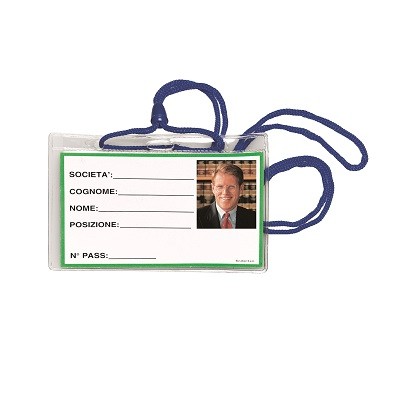 PORTABADGE CON CORDONE 100 PZ colore Blu
