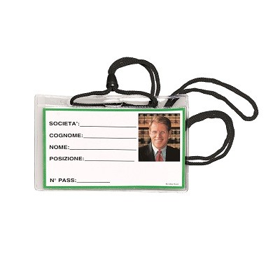 PORTABADGE CON CORDONE 100 PZ colore NERO