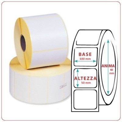 ROTOLO ETICHETTE MM.100X50 VELLUM ADESIVE ET.950 FORO 40