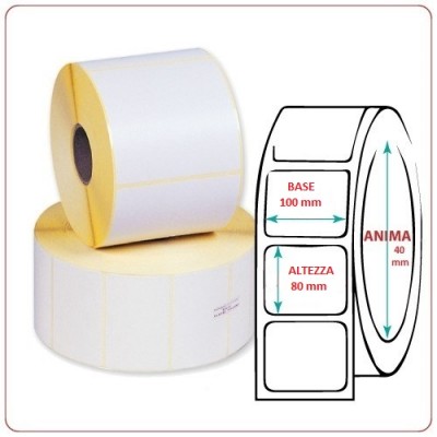 ROTOLO ETICHETTE MM.100X80 VELLUM ADESIVE ET.600 FORO 40