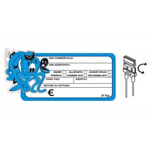 SEGNAPREZZO PVC SAGOMATO PESCE CON PATENTE CANCELLABILE 25 PZ CON AGO INOX CLIP